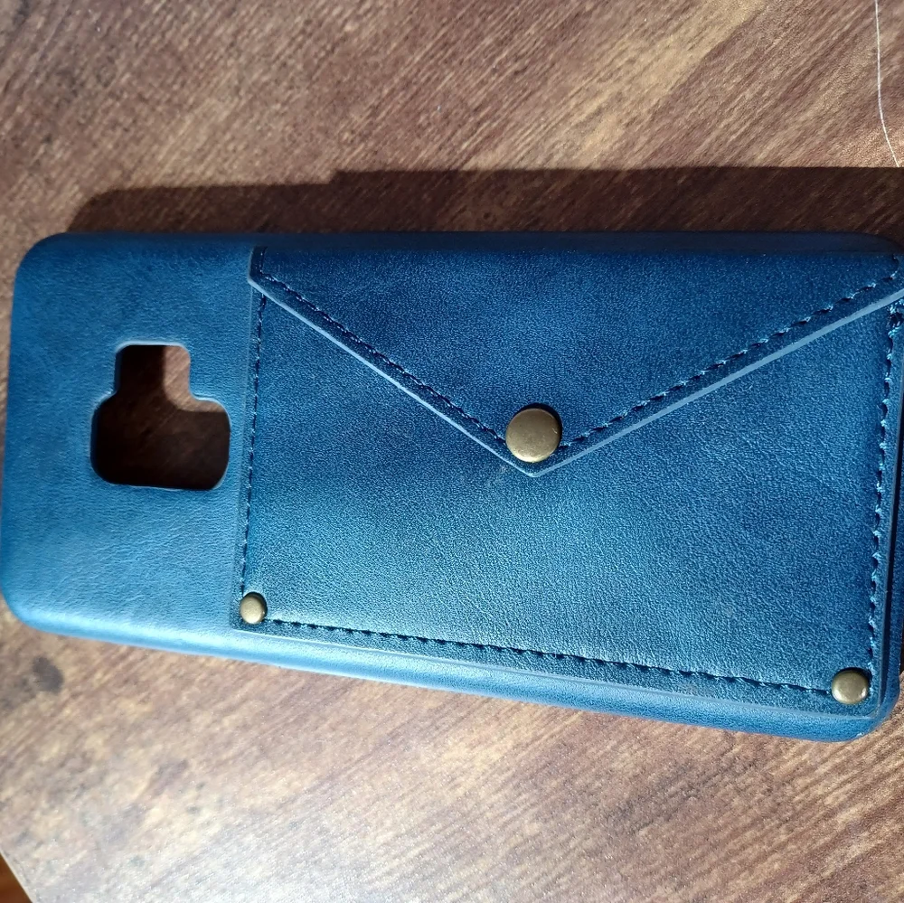 Samsung Galaxy S6 Blue leather phone case w/ pocket
